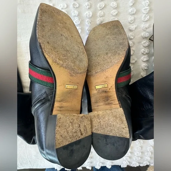 Gucci Malaga Kid GG Marmont Calfskin Leather Knee High Riding Boots - Picture 13 of 14